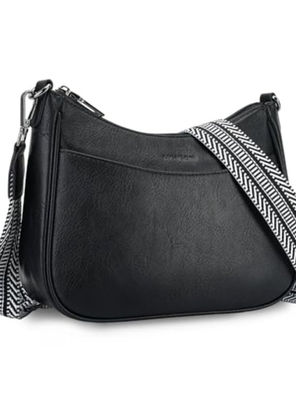 Leather Crossbody Bag Adjustable Strap Zipper Pouch Women's Shoulder Handbag